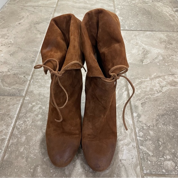 Free People Mila Heel Boots Women's Suede Ankle Bootie Tan Size 38, US 8 - Italy - Picture 2 of 13